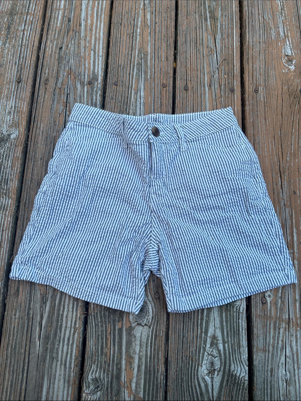 St. John's Bay Blue and White Seersucker Flat Front Women's Shorts